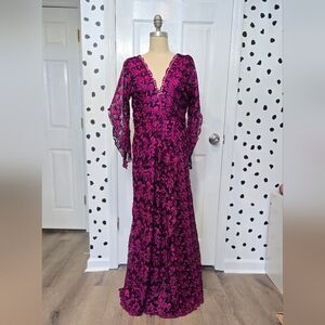 Elegant Purple Floral Lace Dress
